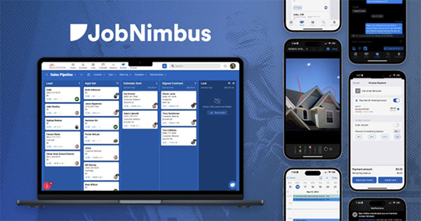 captura de pantalla del escritorio de JobNimbus en versión móvil